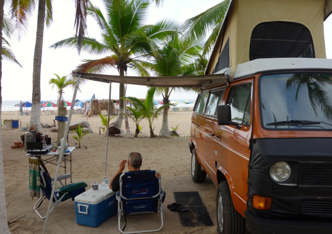 Dan at beachside in the deserted campground at La Boca de Iguana